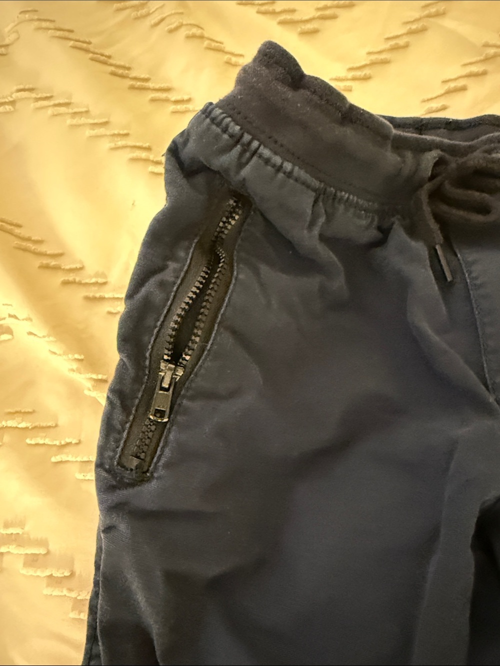 Navy Draw String Pants with Zipper Pockets - Picture 2 of 8